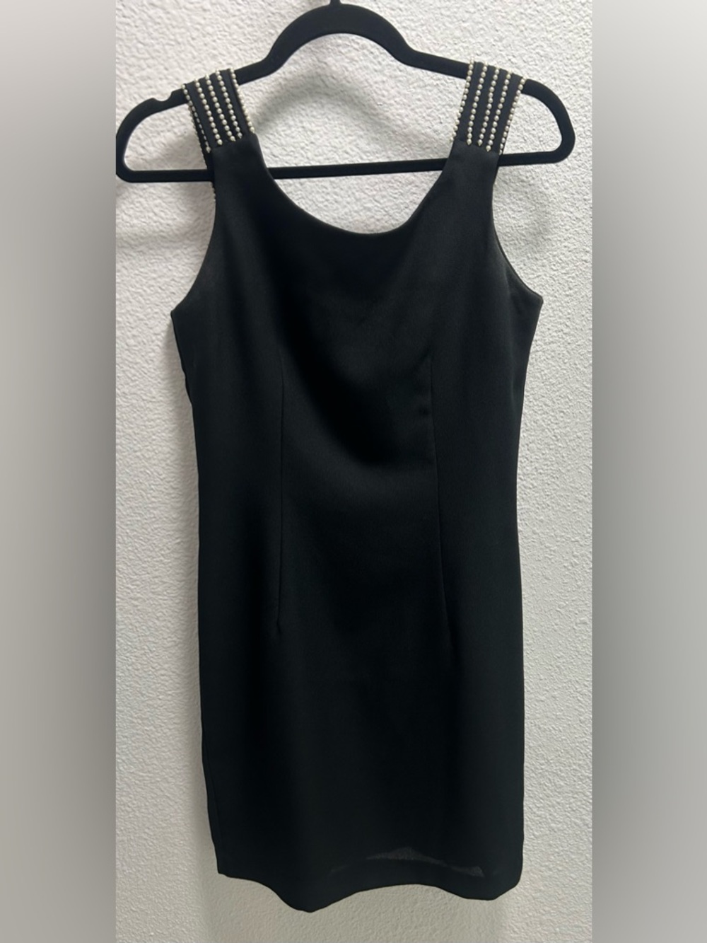 Vintage Datiani Black Mini Dress with Embellished Shoulder Straps